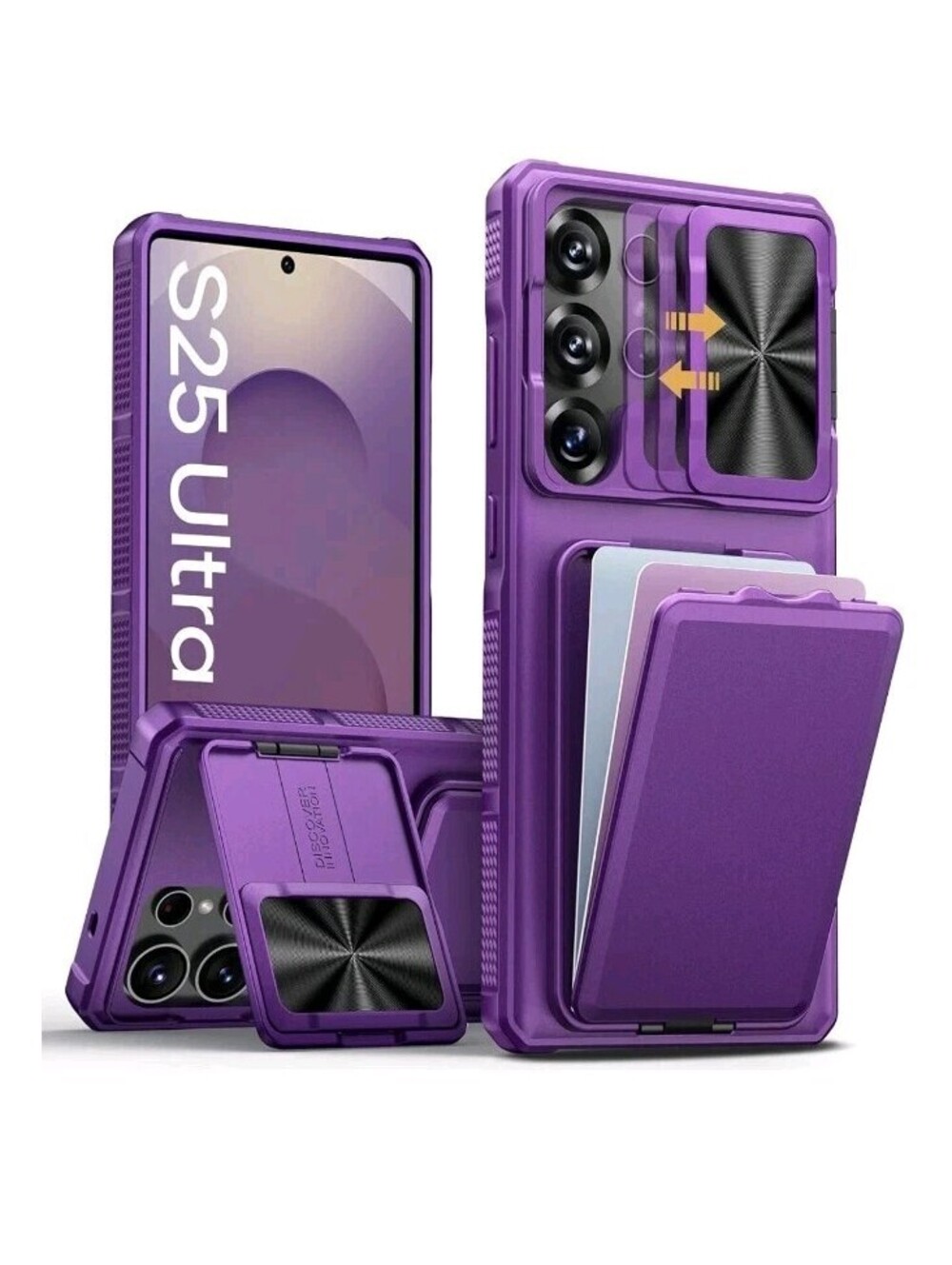 Discover Innovations Samsung Galaxy S25 Ultra Case with Card Holder, Dark Purple